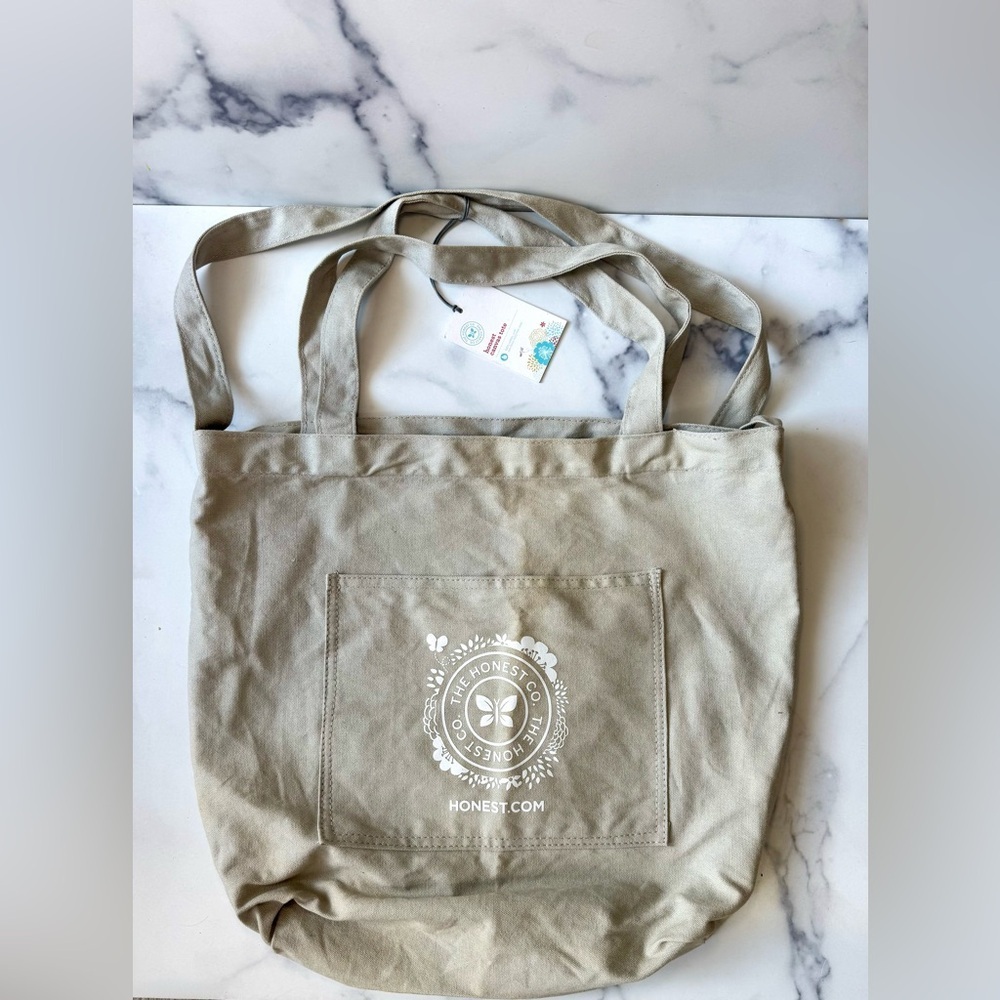 NEW Honest Company Canvas Tote Bag with Front Pocket | Everyday Tote | NWT